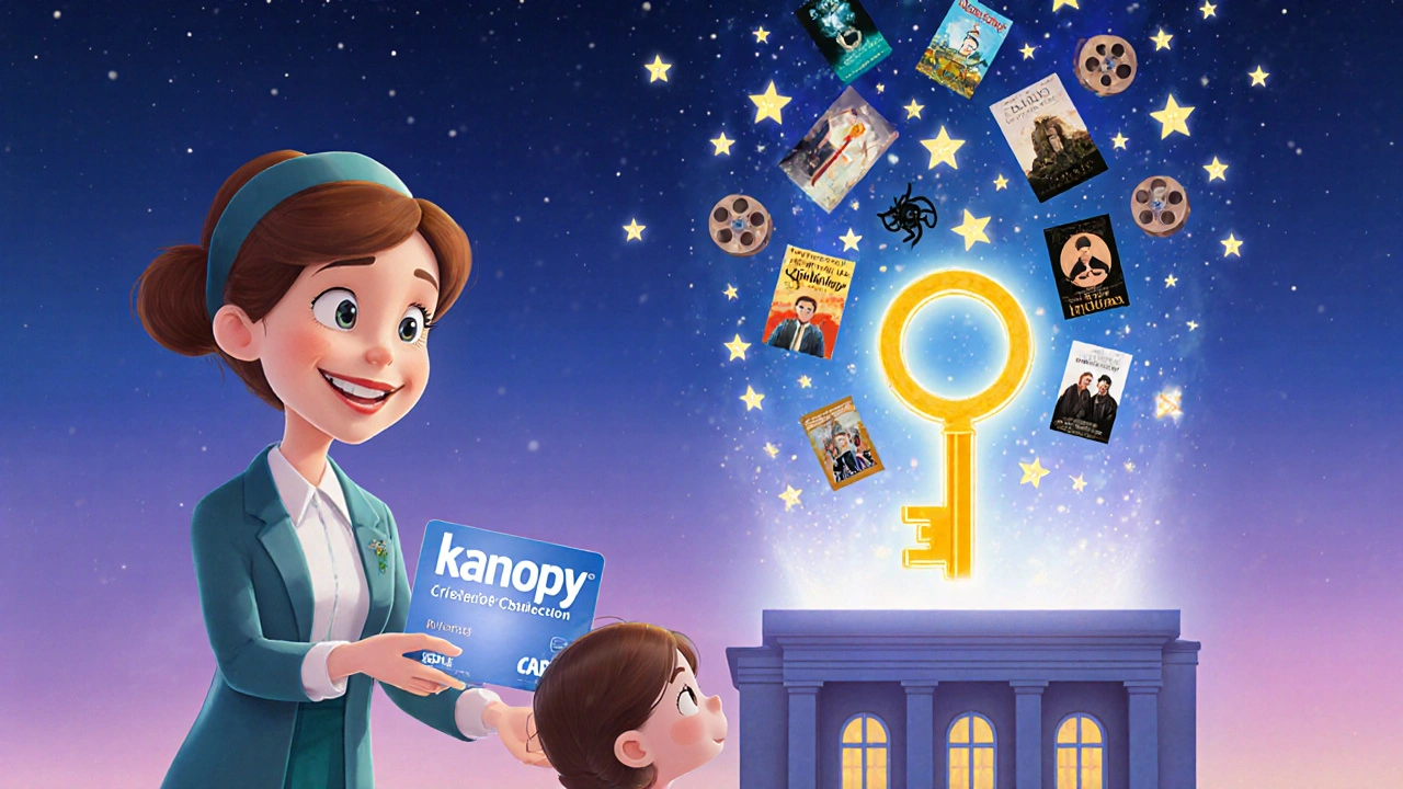 A librarian gives a child a library card that unlocks a portal filled with films and documentaries.