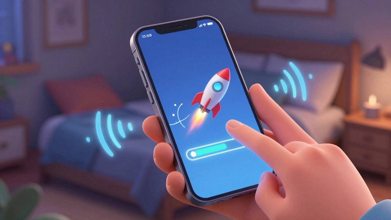 Smartphone screen with double-tap gesture fast-forwarding a Netflix episode.