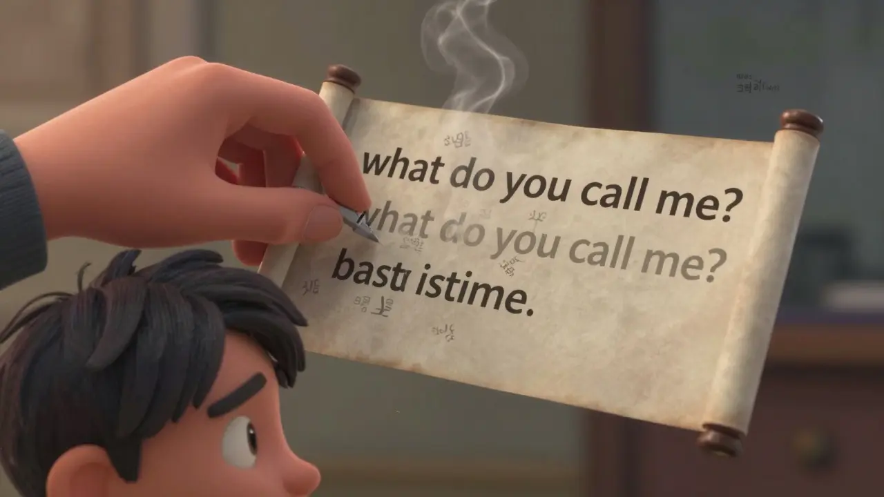 A hand trims subtitle words into ash while a character's quiet gaze remains intense.