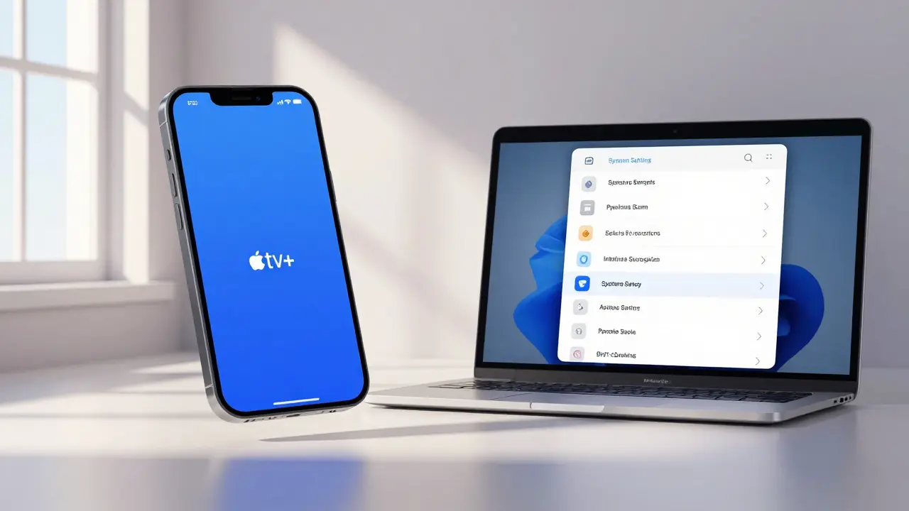 iPhone and Mac side by side showing the subscription cancellation menu in Apple settings.
